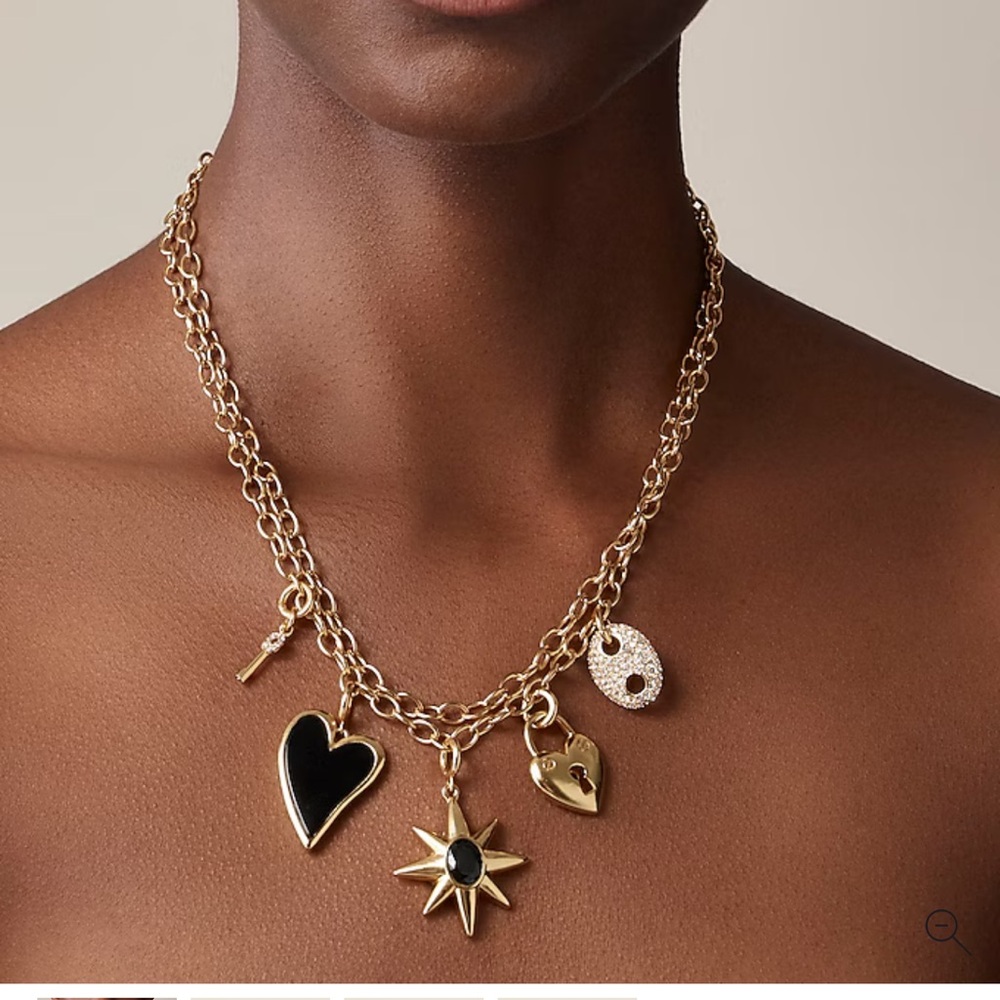 J.Crew Mixed-charm necklace Gold Necklace with Black Accents